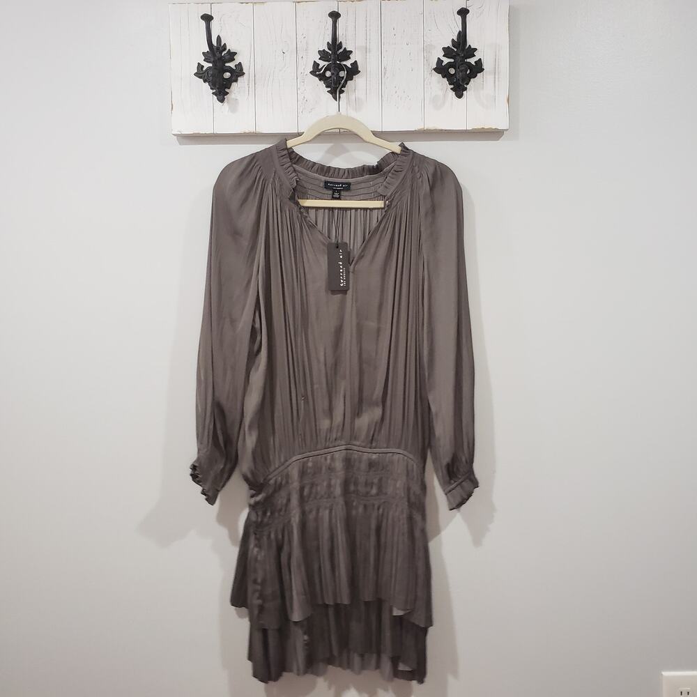 Current Air Aurelie Smocked Mini Dress Charcoal L NWT